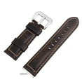 thumbnail image 4 of 24mm Genuine Leather Strap Blackish Green Oil-Tanned Leather Strap with Silver Buckle, 4 of 5