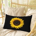 thumbnail image 4 of Yellow Sunflowers Pillow Covers, Linen Long Throw Pillow Case, Spring Flowers Modern Simple Art Black Holiday Pillow Protector Decorative Cushion Cover for Living Room/Bedroom 16" x 24", 4 of 8
