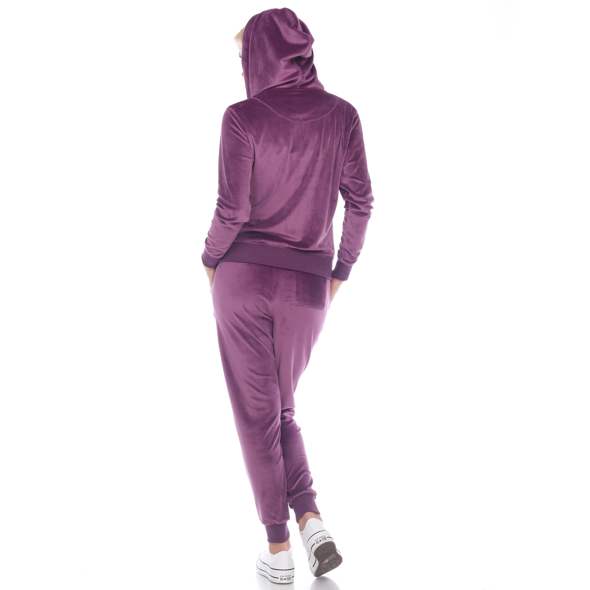 White Mark Women's 2 Piece Velour Tracksuit Set