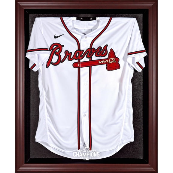 Atlanta Braves 2021 MLB World Series Champions Mahogany Framed Logo Jersey Display Case