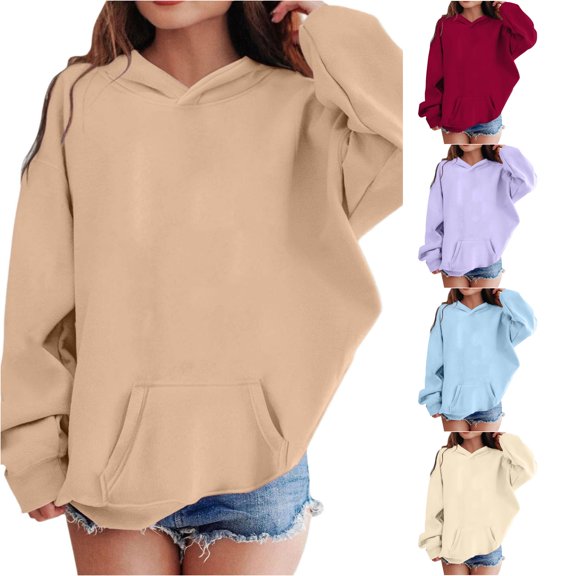Gyujnb Oversized Pullover Hoodie, Casual Long Sleeve Pocket Top for Fall and Winter Outfits (Little Girls, Big Girls),12-13 Years