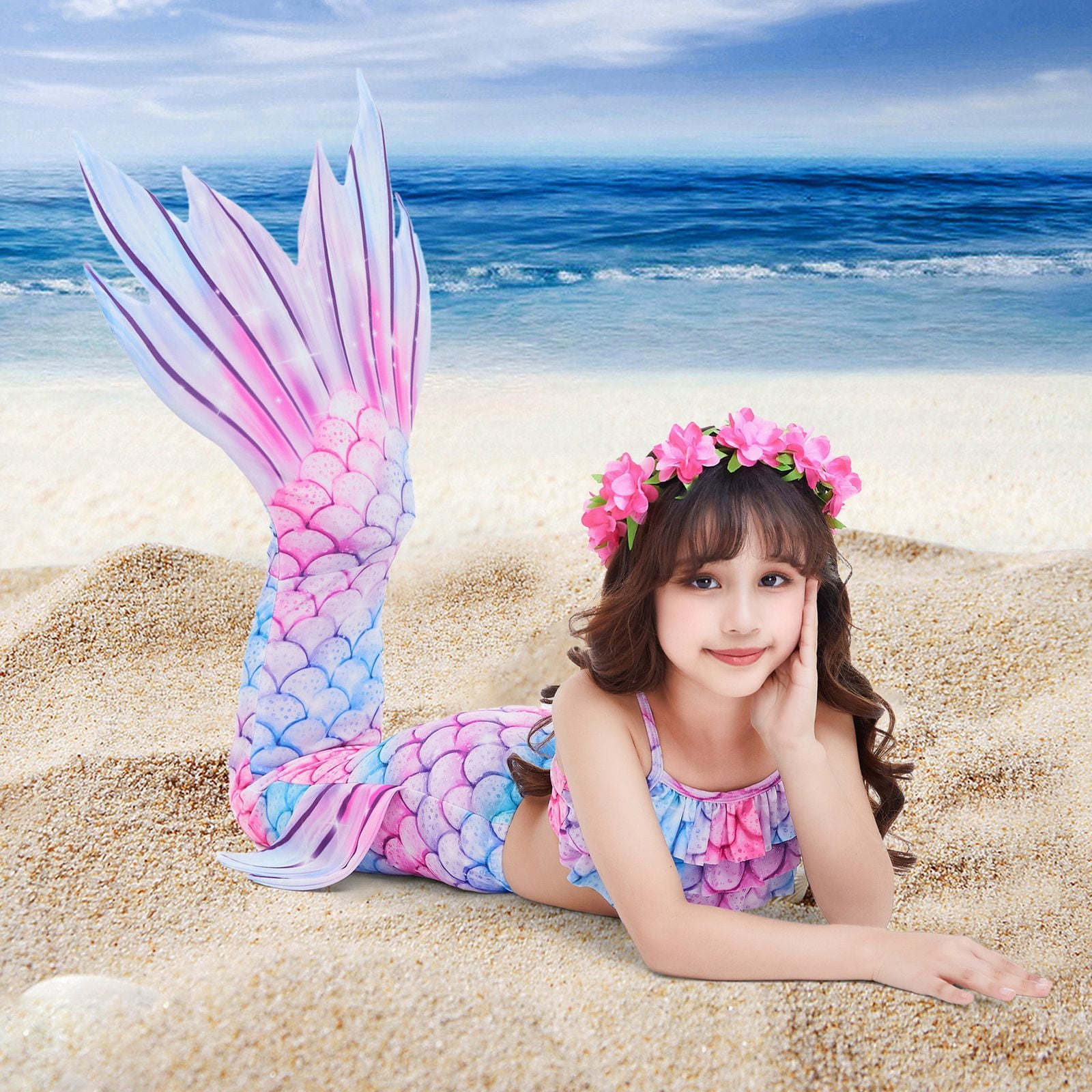 Maillot De Bain Fille 1 Pièce Avec Queue 2025 - Débardeur, Taille 92 Cm, Protection UV50+, Séchage Rapide - 6