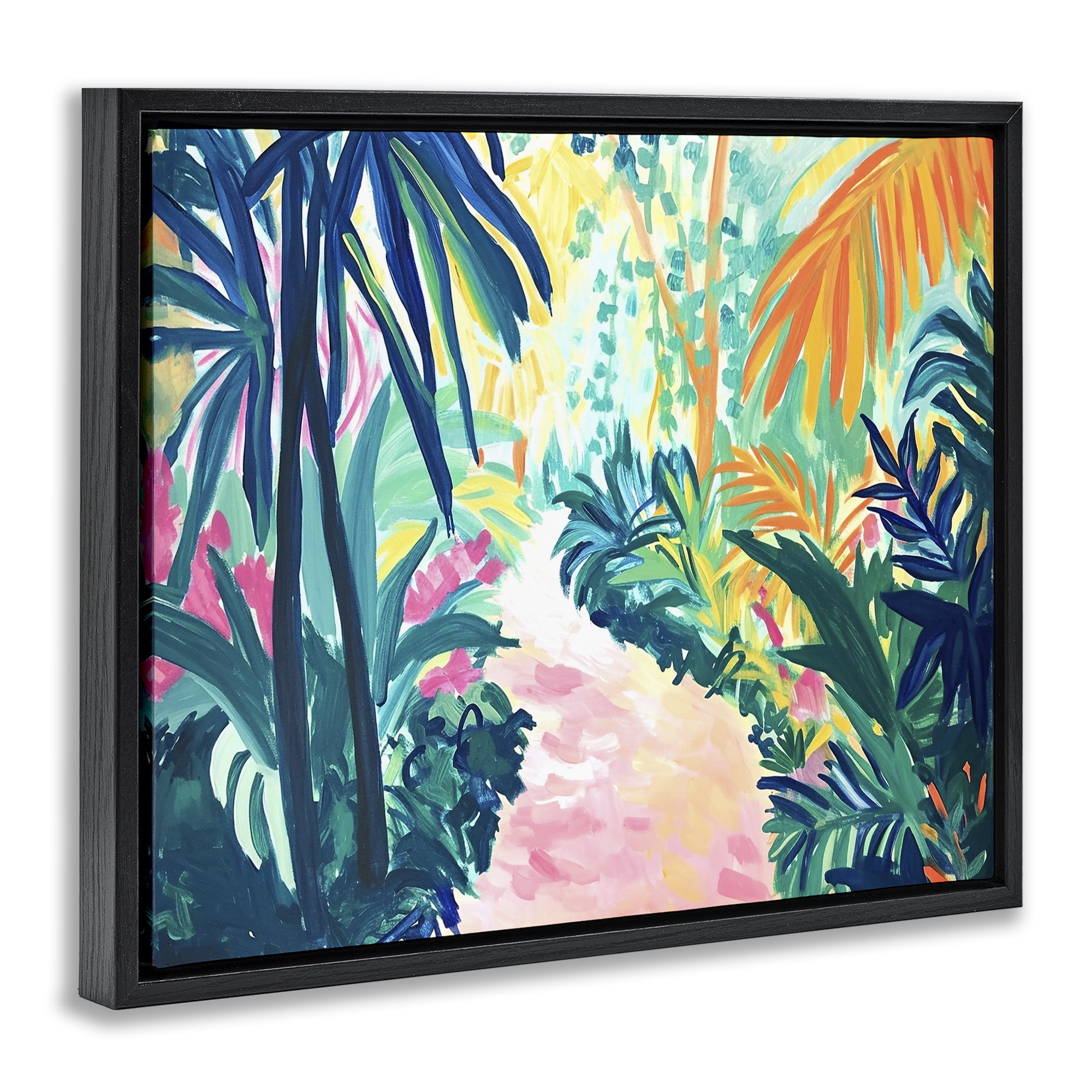 Stupell Industries Garden Of Bright Color Botanical & Floral Painting Black Floater Framed Canvas Art Print Wall Art, 31 x 25