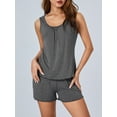 thumbnail image 3 of SUNSIOM Pyjama à Deux Pièces pour Femmes Ensemble Débardeurs et Shorts Froncés Sans Manches Set Babydoll, 3 of 9