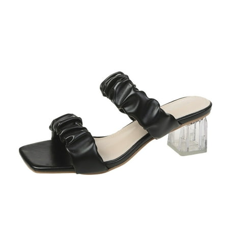 

Youmylove Fashion Women High Heel Breathable Slip On Shoes Casual Sandals Trendy Leisure Simple Shoes Female Footwear