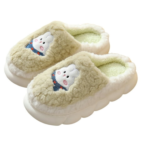 

Hesroicy Elevate Your Cozy Game with Women s Cartoon Rabbit Pattern Home Slippers Soft Bottom Heightened Design and Winter Warmth Perfect for Dorm Living