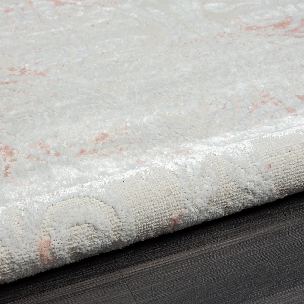 LR Home Carmen 7'9" x 9'9" Gray/Pink Floral Stain Resistant Indoor Area Rug