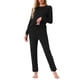 thumbnail image 2 of INSPIRAR CHIC Conjuntos de Pijamas de Manga Larga para Mujeres Sudadera de Punto Impresa con Estrellas 2 Piezas Ropa de Dormir XS Negra, 2 of 5