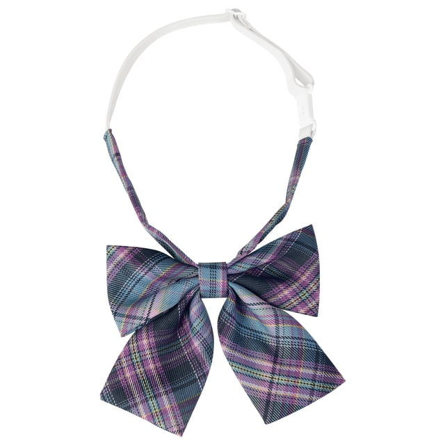 Corbatas de mo?o de cuadros para mujer INSPIRE CHIC, con banda elástica, corbatas preatadas para uso casual, azul oscuro y lila, talla única