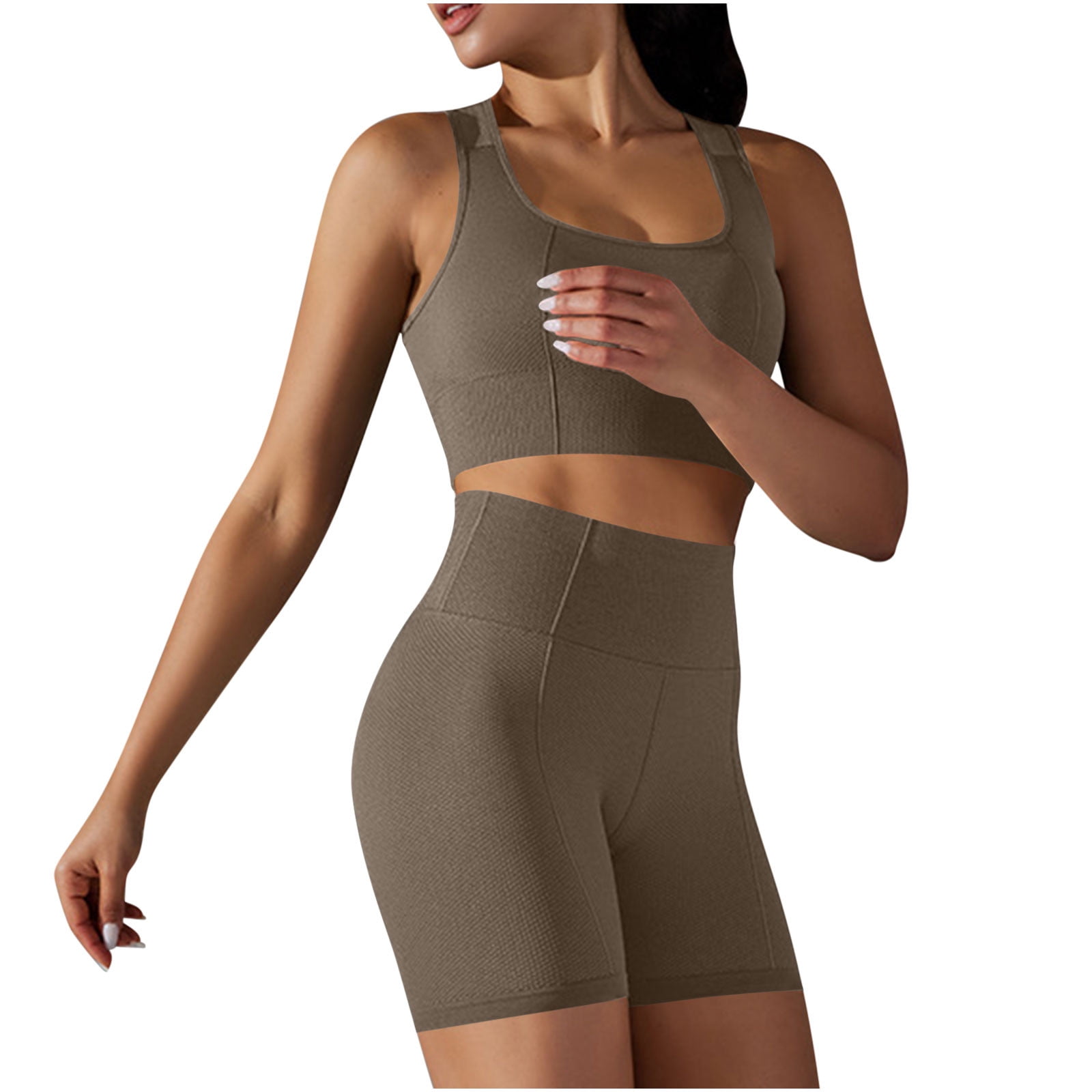 Besolor Workout Sets for Women Piece Seamless Ribbed Tank Tops