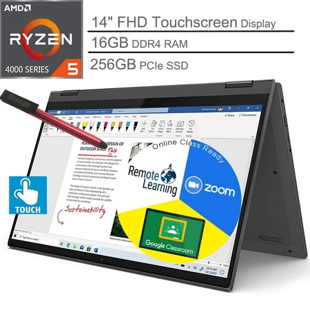 2020 Newest Lenovo Flex 5 14" 2-in-1 FHD Touchscreen Laptop Computer, Hexa-Core AMD Ryzen 5 4500U (Beats i5-1035G1), 16GB DDR4 RAM, 256GB PCIe SSD, Windows 10, 64GB Flash Stylus, Online Class Ready