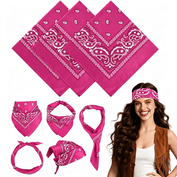 TELOLY 3/6/10 Pack Bandanas for Women Men, Paisley Pattern Bandana Handkerchiefs Outdoor Multi-Purpose Cowboy 100% Polyester, Versatile Bandana