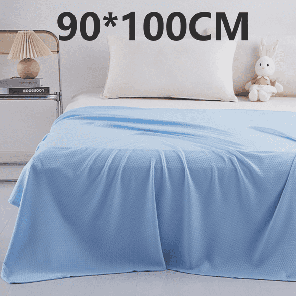 AUQ Throw Blanket Bamboo Charcoal Fiber Cooling Blanket Solid Color Toddler Blanket,Blue,35.43*39.37in