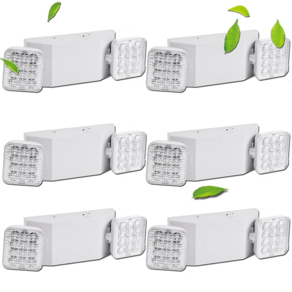 6 Pack LED Emergency Lights, Commercial LED Emergency Light with Backup Batteries, Two Adjustable Heads LED Emergency Light for Business & Home Power Failure, Emergency Exit light