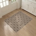 thumbnail image 3 of ODIKA 3'x5' Beige Brown Diamond Lattice Geometric Washable Area Rug Contemporary Intersecting Grid Motif with Oval for Hallway, Laundry Room, Non-Slip, Flatweave, Easy Care, 3 of 7