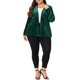 thumbnail image 2 of GRACE & GRANDEUR Blazer de Peplum para Mujeres Talla Grande de Manga Larga con Botones y Solapa de Terciopelo 4X Verde Oscuro, 2 of 6