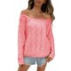 thumbnail image 1 of Gibobby Suéter térmico de manga larga 2023 Otoño Invierno suéter rosa para mujer elegante suéter de punto con hombros descubiertos para una apariencia encantadora (Rosa, L), 1 of 5