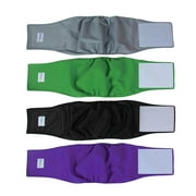 Teamoy Reusable Wrap Diapers for Male Dogs, Washable Puppy Belly Band S(10"-13"Waist) Black+ Gray+ Green+ Purple