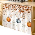 thumbnail image 2 of Orange Blue Pumpkins Fall Cabinet Curtain 35"Wx35"L,Dustproof Under Sink Skirt W/ Self Adhesive Tape,Coastal Starfish Eucalyptus Leaves Cabinet Curtain Cover for Kitchen Sink,Bathroom Vanity, 2 of 9