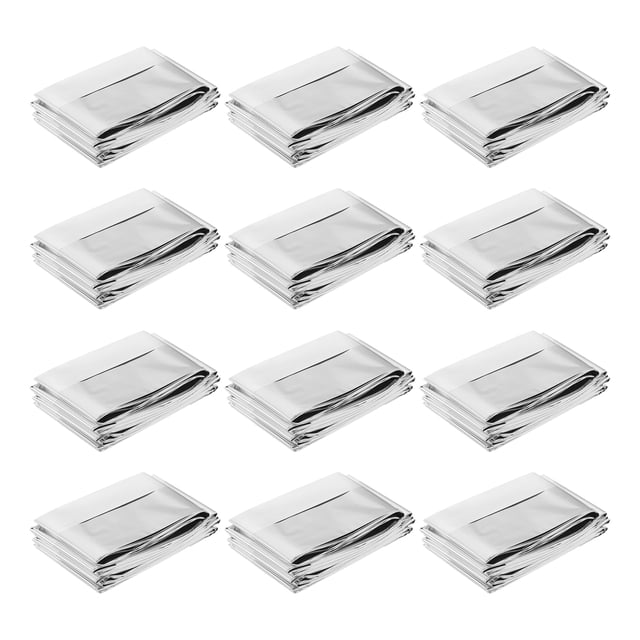 Unique Bargains 12Pack Highly Reflective Film, 82x63-Inch Garden Greenhouse Covering Foil Sheets for First Aid, Silver
