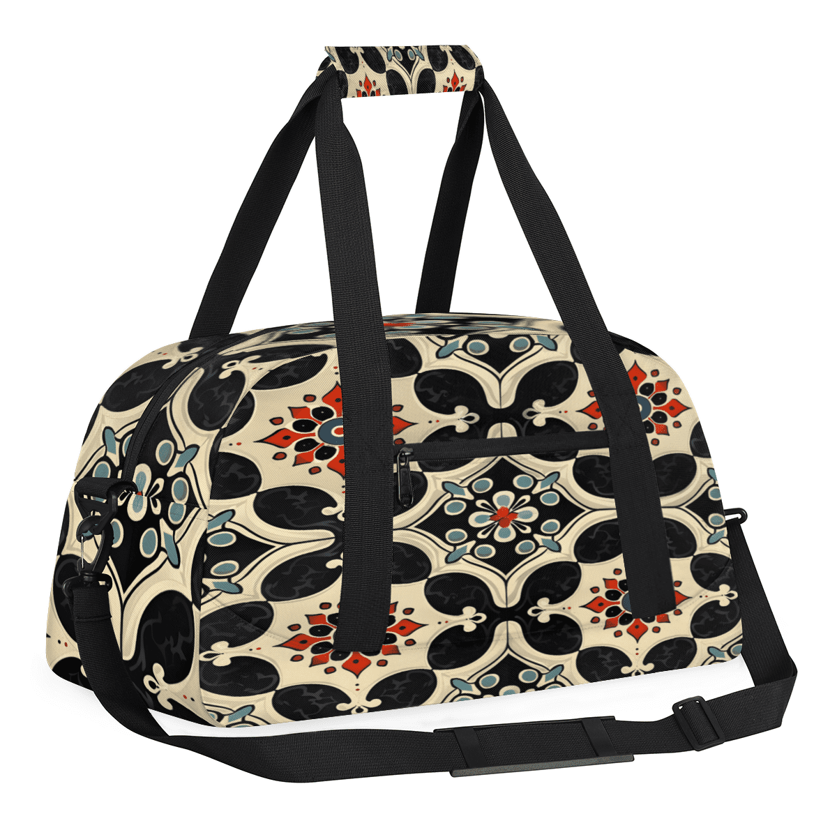 Herdesigns Flower Sports Duffle Bag for Women & Men, Vintage Floral Gym Bag Dance Bag Overnight Bag Carry On Weekender Travel Bag