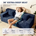 thumbnail image 2 of HSUNNS 71" 3 Setaser Sofa, Comfy Extra Deep Seat 3 Seater Couch for Living Room with Soft Upholstered, Free 3 Pillows and Side Pockets, No Assembly Required, Blue, 2 of 7