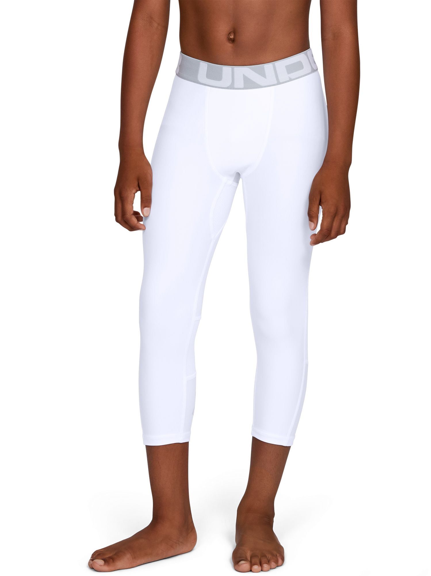 under armour kids armour heatgear 3/4 leggings (big kids) white/mod