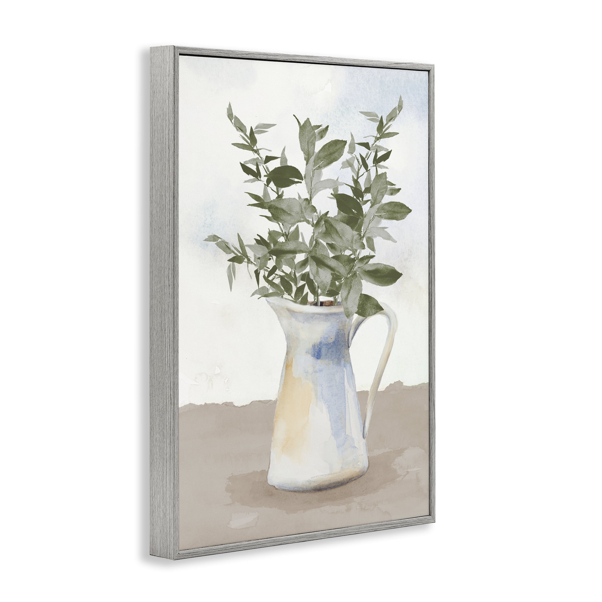 Stupell Industries Eucalyptus Botanicals Vase Gray Framed Giclee Art, design by Lanie Loreth
