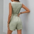 thumbnail image 6 of aidice Dressy Jumpsuits for Women Summer Casual V Neck Button up Sleeveless Belt Striped Office Rompers, 6 of 6