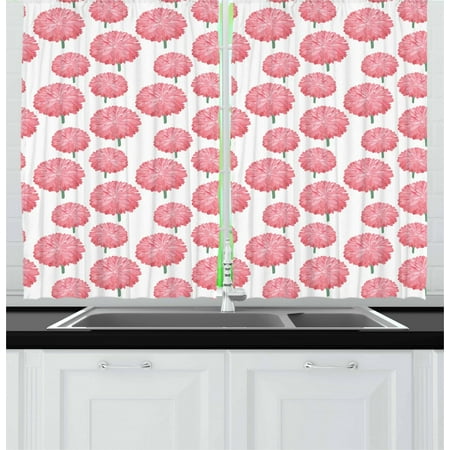 Floral Curtains 2 Panels Set Blossoming Garden Of Chrysanthemums Botany Themed Romantic Nature Growth Window Drapes For Living Room Bedroom 55w X