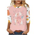 thumbnail image 3 of lcziwo Womens Easter Shirts Fashion 3D Bunny Rabbit Print Tshirts Loose Casual Round Neck 3/4 Sleeve Tops T-Shirt Vacation Outfits Pink XL, 3 of 6