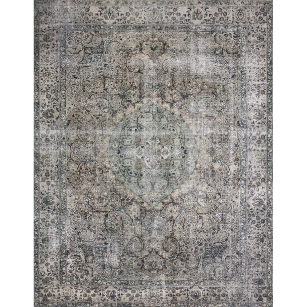 Loloi II Layla Printed Oriental Distressed Taupe / Stone Area Rug
