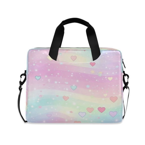 16" Laptop Tote Bag Laptop Sleeve Case Computer Briefcase for Work & Travel Rainbow Hearts and Stars