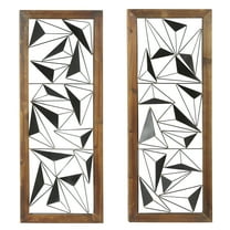 DecMode Black Metal Geometric Wall Decor with Wood Frame (2 Count)