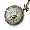 thumbnail image 5 of Hand-winding Mechanical Pocket Watch Brass Bronze Vintage Case Classic Men Chain, 5 of 6
