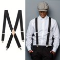 thumbnail image 2 of FNNMNNR Men‘s Wide Plain Color Suspenders  Retro Best Man Gift, 2 of 7