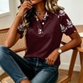 thumbnail image 5 of JULMCOMO Womens Tops Boho Floral Print 3/4 Sleeve Loose Fit Casual Polo Shirts Collared Button Summer Daily Graphic Tees Wine XL, 5 of 6