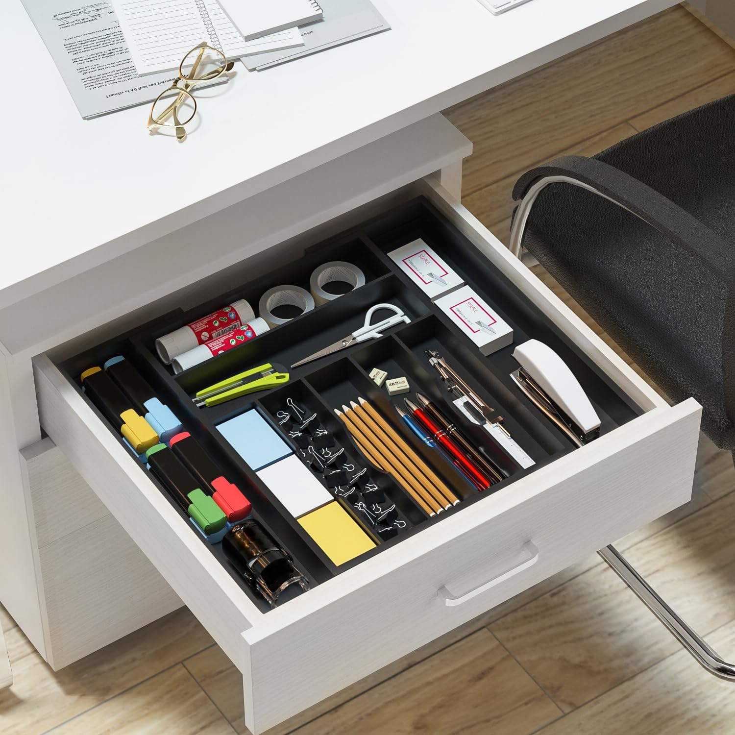 Utensil Organizer Silverware Drawer Organizer - Bamboo Expandable Cutlery Tray with Dividers for Utensil Holder Office Storage Makeup Desk Drawer Tool OrganizationExpandable,  with Dividers,