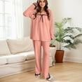 thumbnail image 5 of Women Sleepwear New Womens 2 Piece Pajama Sets Ribbed Solid Color Tops and Long Pants Loungewear Set Soft Comfy Long Sleeve Pjs Sleepwear Pajama Set for Women New Pinky 5XL, 5 of 6