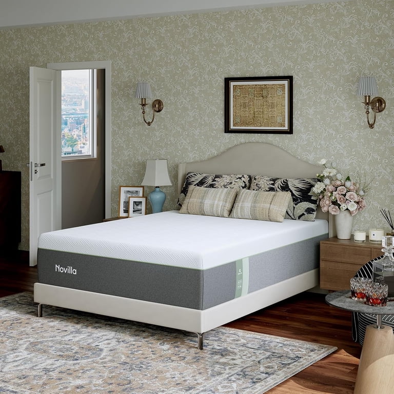Novilla Green Tea マットレス クイーン やや硬め 厚さ16cm Novilla Bliss Green Tea King Size Mattress, 14 Inch Gel Memory