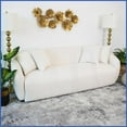 thumbnail image 3 of Mid-Century Contemporary Ivory Boucle Sofa – Solid Wood Frame, 84.6”W, Ideal for Living Room, 3 of 16