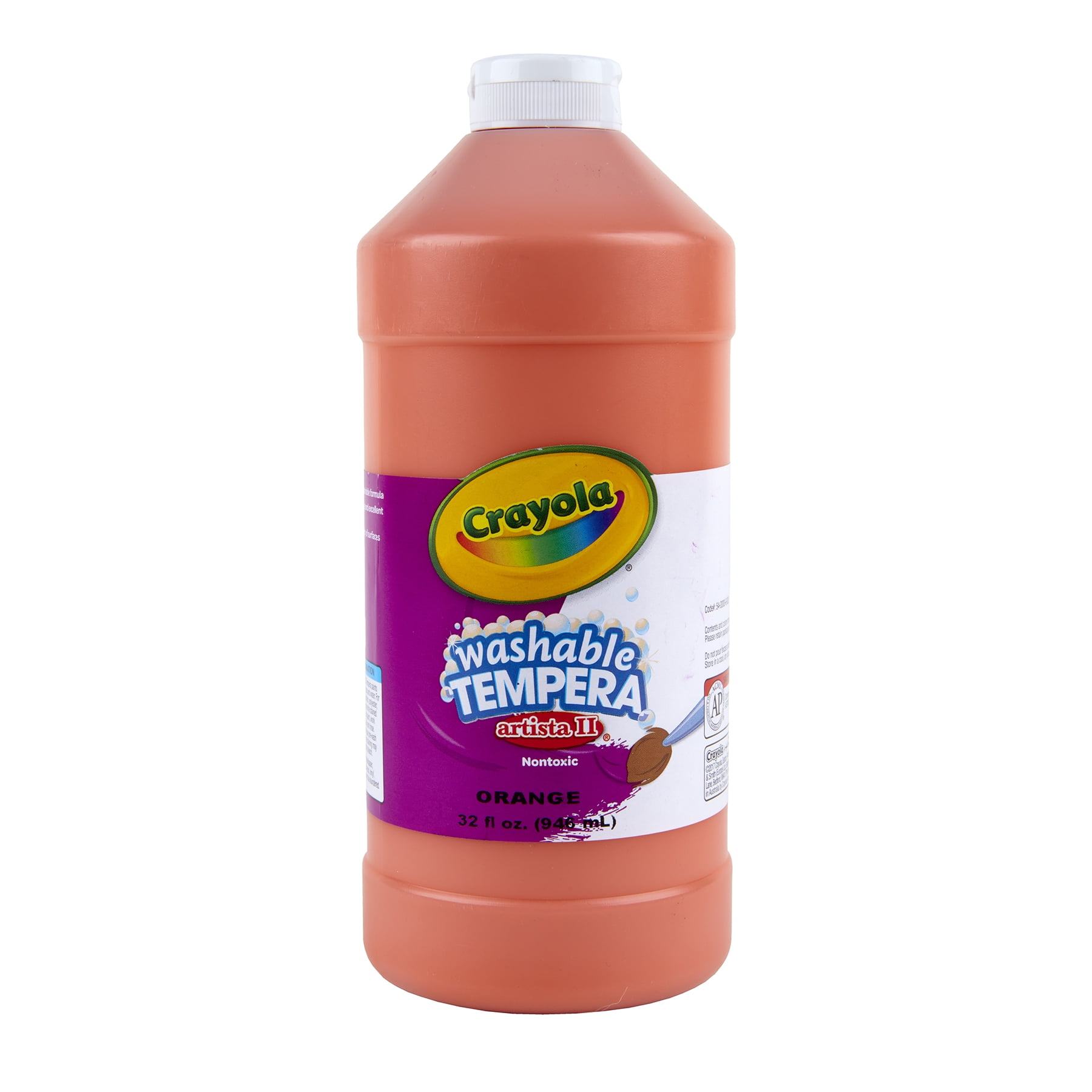 Crayola Artista II Washable Tempera Paint, 32 oz, Orange, Pack of 3