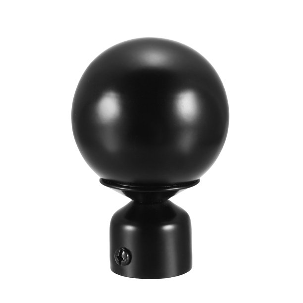Tapa de bola de hierro para terminales de varilla de cortina de 27mm, color negro, 90mm x 60mm