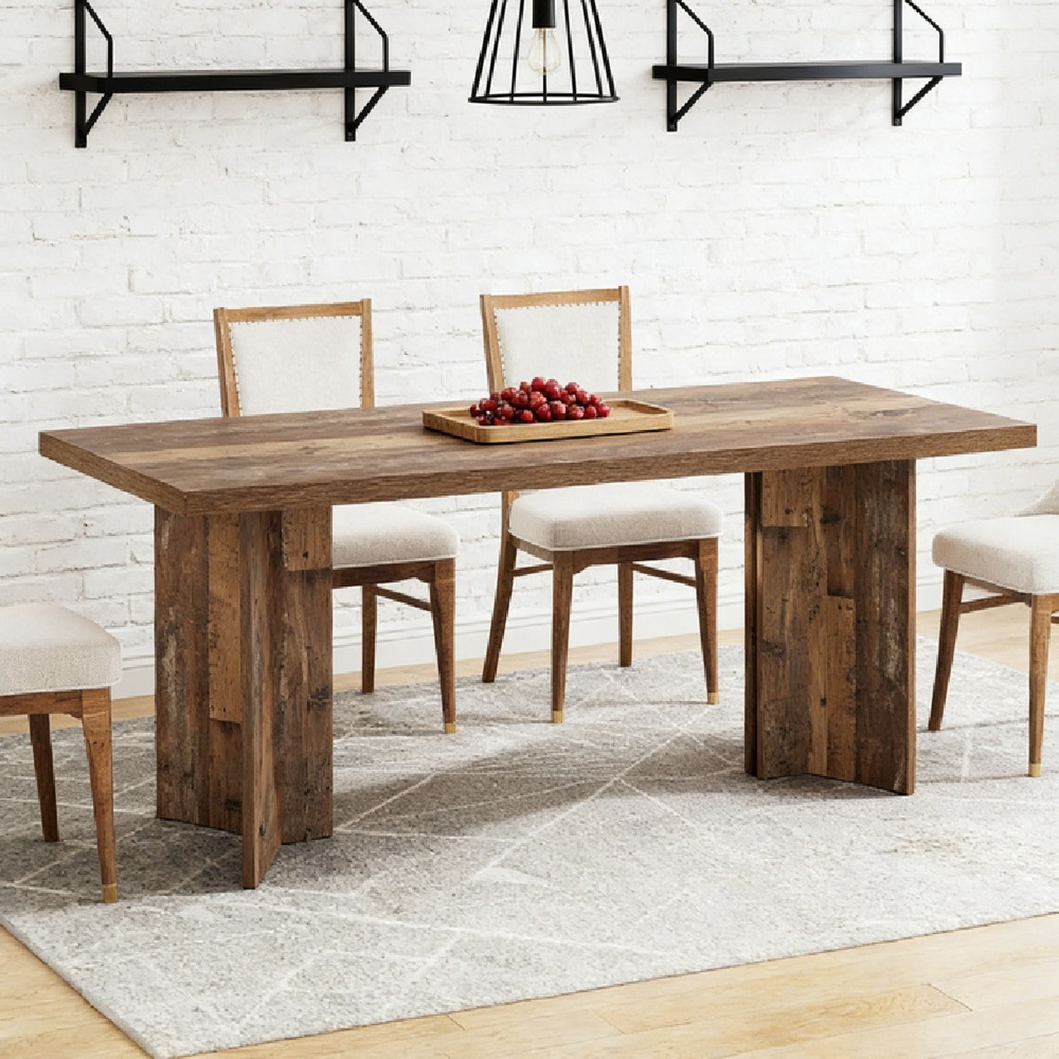 Dining Table, 68.9 in x 18.7 in x 7.87 in, Vintage Walnut Finish, Seats 4-6