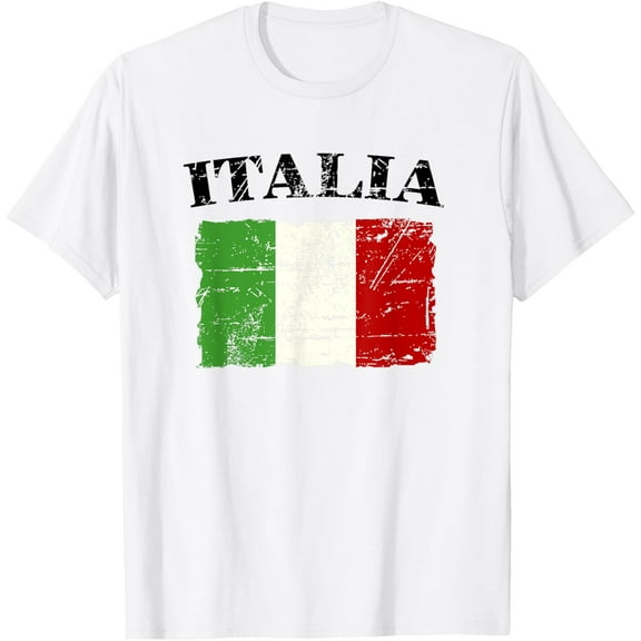 Italian Vintage Flag - Italy Retro Banner Ensign T-ShirtMen and women, White T-shirt, size: Extra large