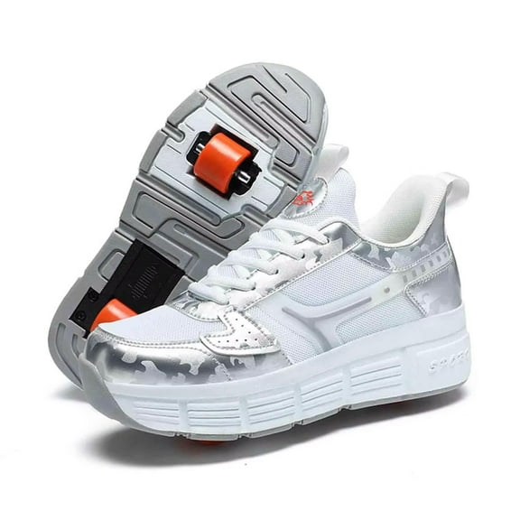 Yunkctuk Kids Roller Skate Shoes with 2 Detachable Wheels, Sneakers for Boys Girls Birthday Thanksgiving Christmas Day