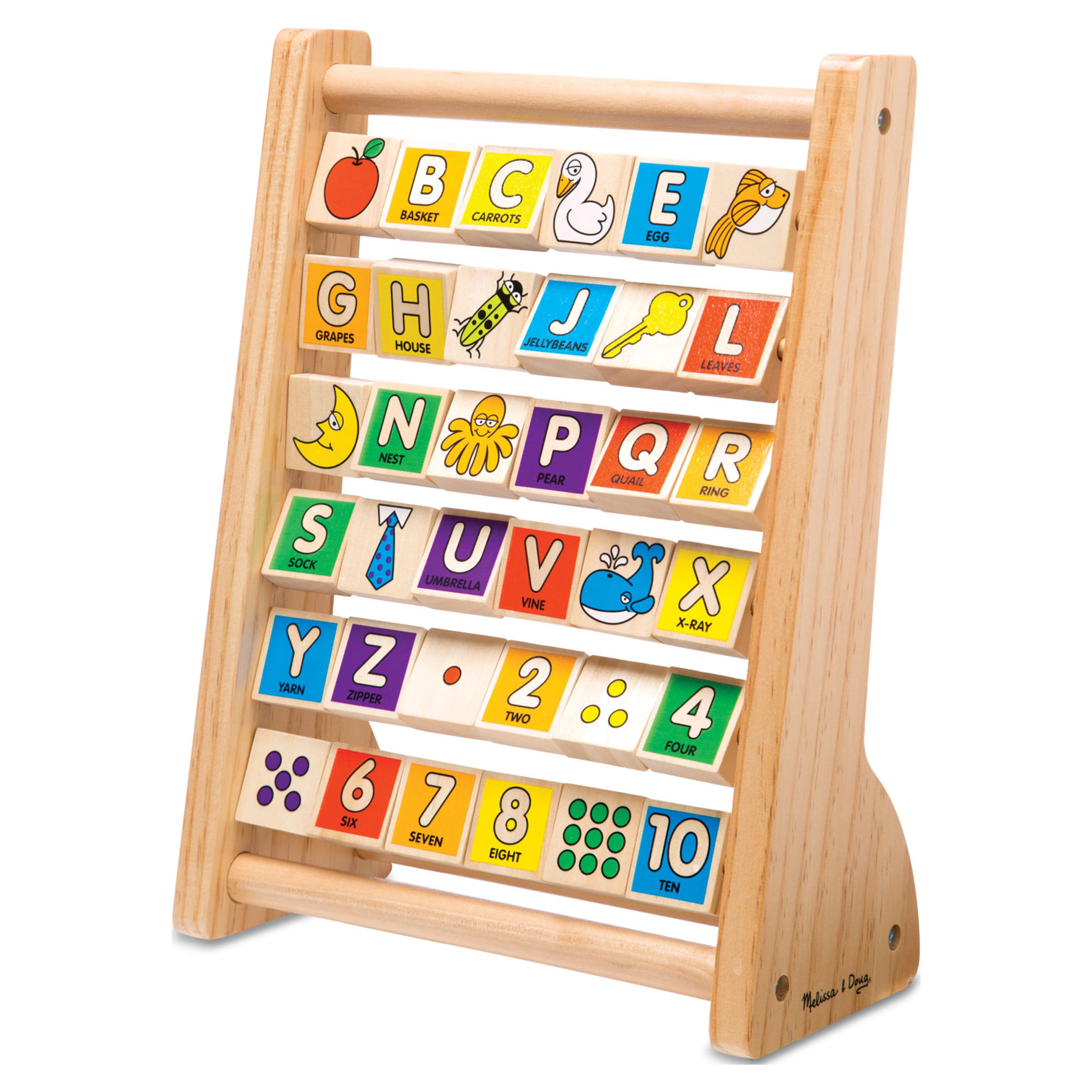 Melissa & Doug ABC-123 Abacus - Classic Wooden Educational Toy With 36 Letter and Number Tiles - image 4 of 9