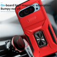 thumbnail image 3 of For Google Pixel 11 / 11 Pro Slim Fit Shockproof Hybrid with Slide Camera Cover & Rotated Ring Kickstand, [Military-Grade] Phone Case,Red,For Pixel 11 / 11 Pro, 3 of 8