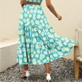 thumbnail image 4 of BJUTIR Ballet Skirt Women Women Skirts Long Boho Line Swing Elastic Long Waist Women Pleated Skirt Dress Summer Tiered Pocket Beach Flowy A Printing Skirt Light Skirts for Women Knee Length, 4 of 8