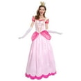 thumbnail image 1 of HAWEE Princess Peach Costume avec Couronne pour Femmes Halloween Cosplay Rose Vif Robe de Concours Pêche, 1 of 6